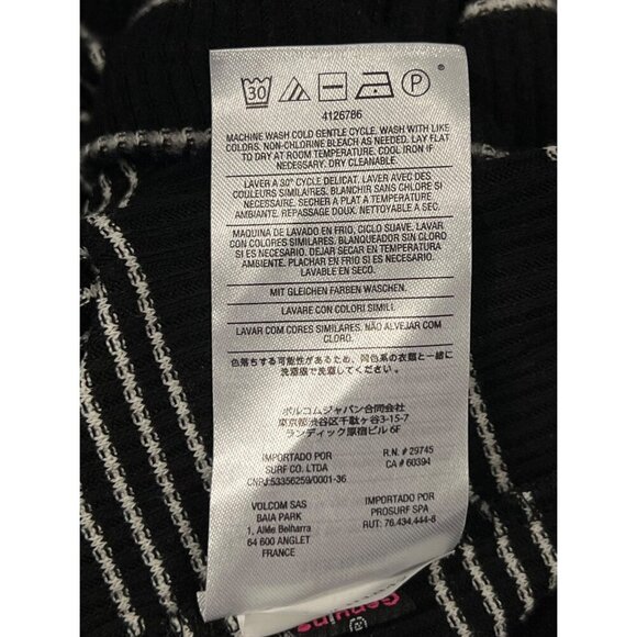 Volcom Stripe Dress Size Small S Long Sleeve Crew Neck Black White Stripe New - Picture 10 of 10